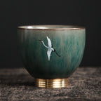 Crude pottery kiln becomes colorful copper bottom cup Japanese retro ceramic kung fu tea cup