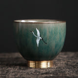 Crude pottery kiln becomes colorful copper bottom cup Japanese retro ceramic kung fu tea cup