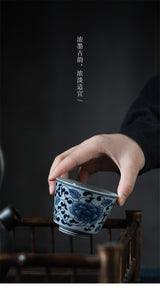 retro blue and white tea cup