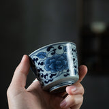 retro blue and white tea cup