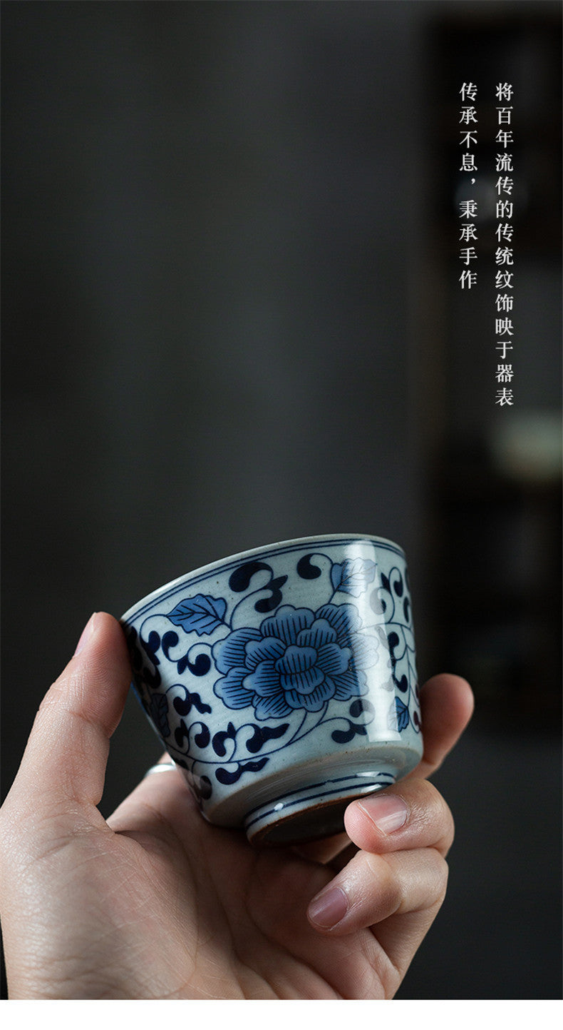 retro blue and white tea cup