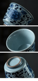 retro blue and white tea cup