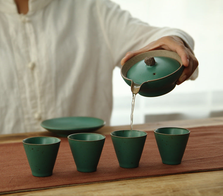 Ceramic Sancai Gaiwan Japanese Stoneware Kung Fu Tea Set