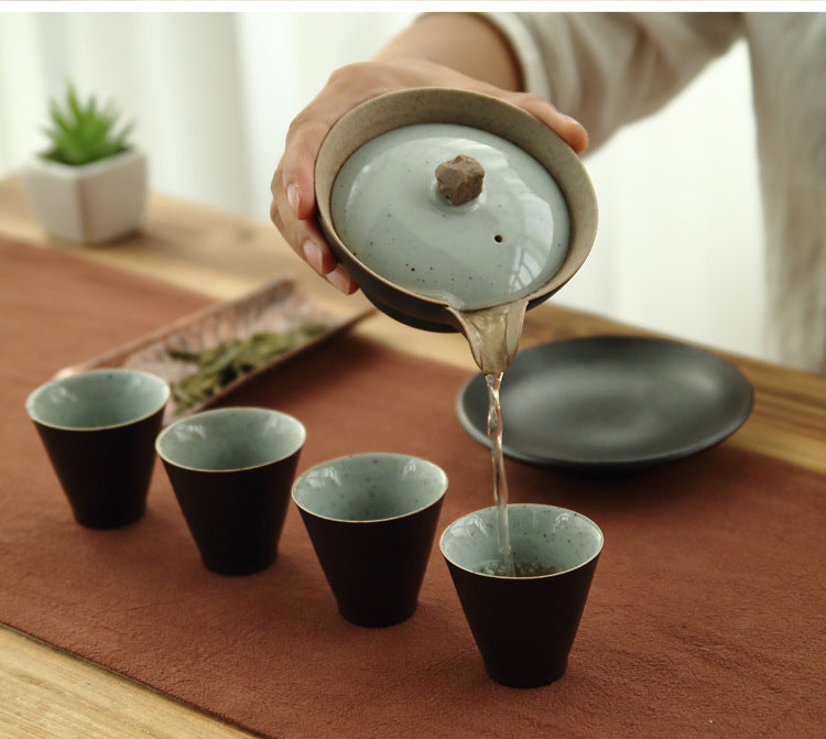 Ceramic Sancai Gaiwan Japanese Stoneware Kung Fu Tea Set