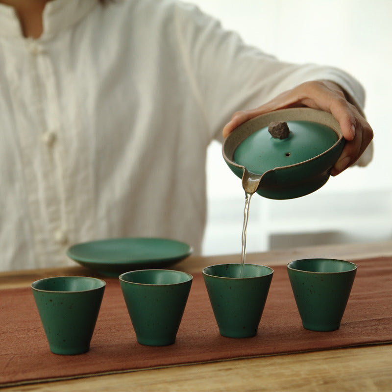 Ceramic Sancai Gaiwan Japanese Stoneware Kung Fu Tea Set