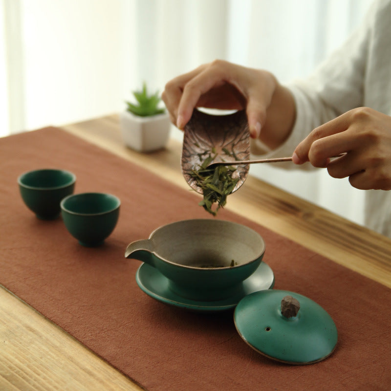 Ceramic Sancai Gaiwan Japanese Stoneware Kung Fu Tea Set