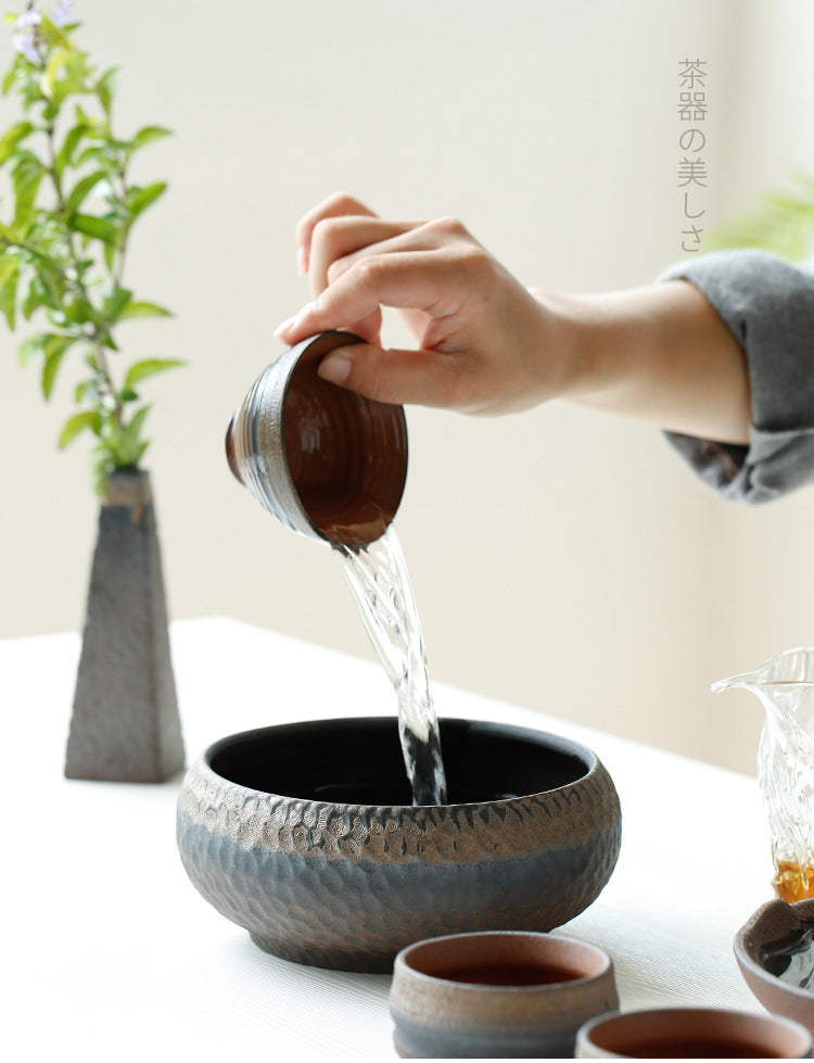 Ancient ancient hammer pattern rough pottery tea wash large ceramic cup