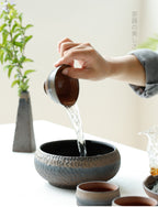 Ancient ancient hammer pattern rough pottery tea wash large ceramic cup