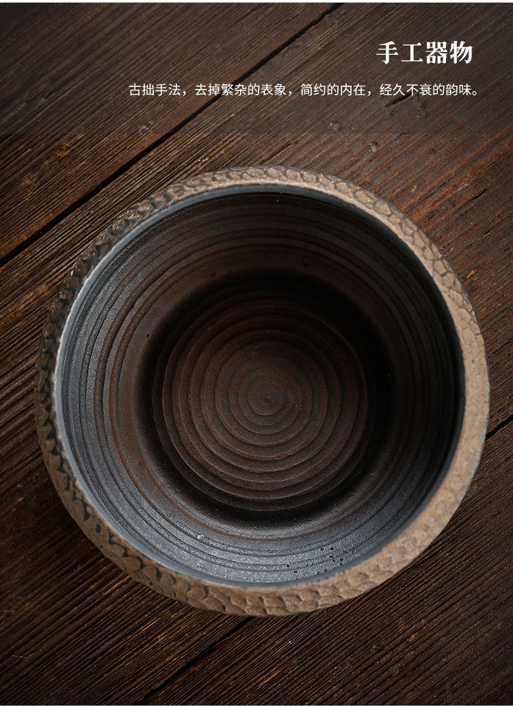 Ancient ancient hammer pattern rough pottery tea wash large ceramic cup