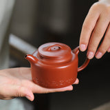 Zisha teapot Yixing original mine Dahongpao Xu Liuping flat lid lotus seed Zhumu handmade teapot