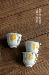 Japanese-style underglaze hand-painted loquat teacup