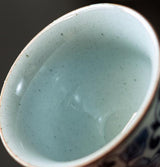 Zen Lotus Small Round Cup Vintage Blue and White Porcelain Tea Cup