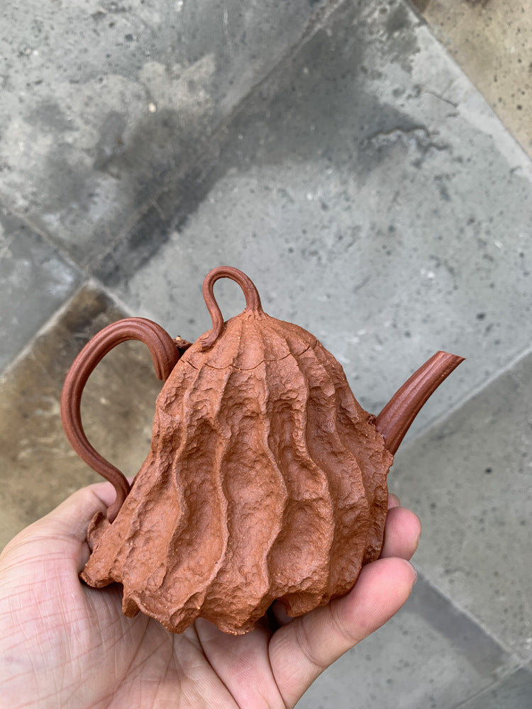 Yixing full handmade purple clay pot bionic device downhill mud lotus fragrance 220ml