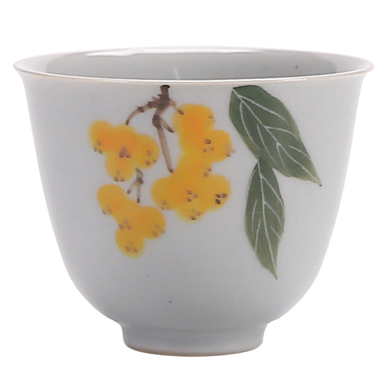 Japanese-style underglaze hand-painted loquat teacup