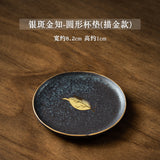 Ceramic Japanese Stoneware Drawing Gold Coaster