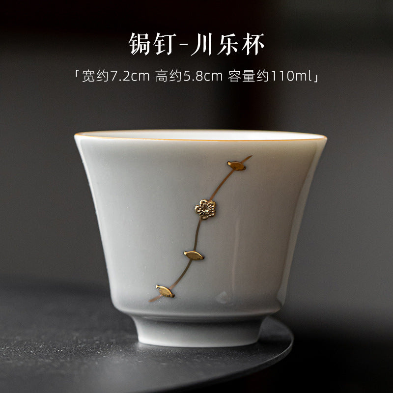 Nail teacup Japanese ice ash soot glaze teacup