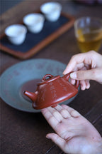 Yixing purple clay pot with vermilion dahongpao lettering stone scoop 220ml