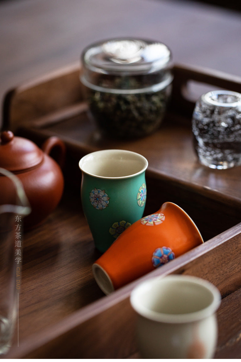 Japanese Turquoise Green Ceramic Tea Cup