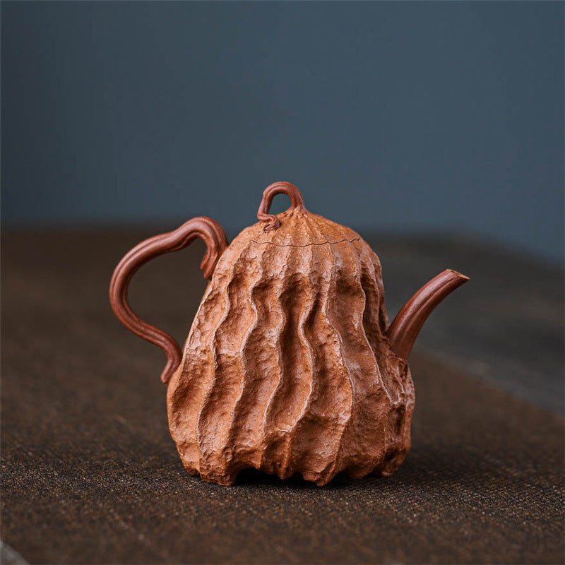 Yixing full handmade purple clay pot bionic device downhill mud lotus fragrance 220ml