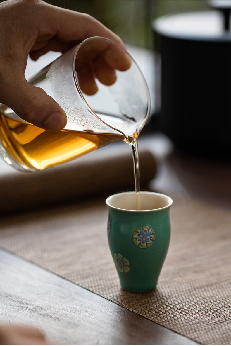Japanese Turquoise Green Ceramic Tea Cup
