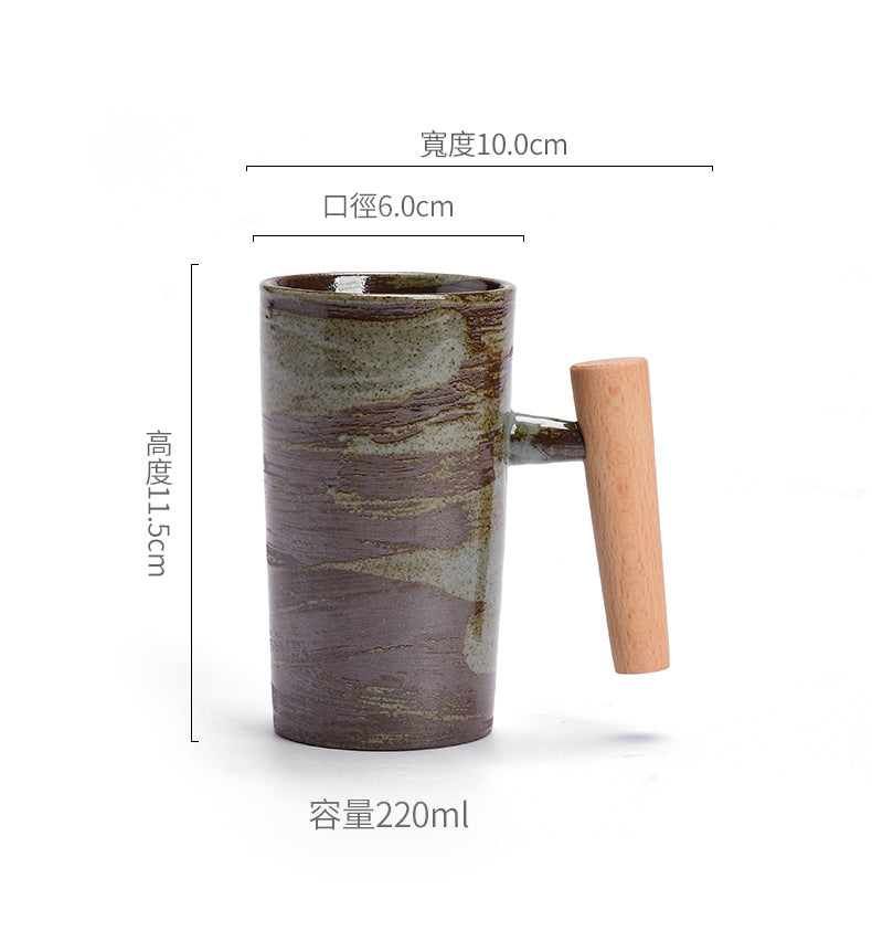 Japanese style simple wooden handle water cup /handmade vintage coffee cup