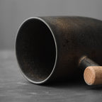 Japanese style simple wooden handle water cup /handmade vintage coffee cup