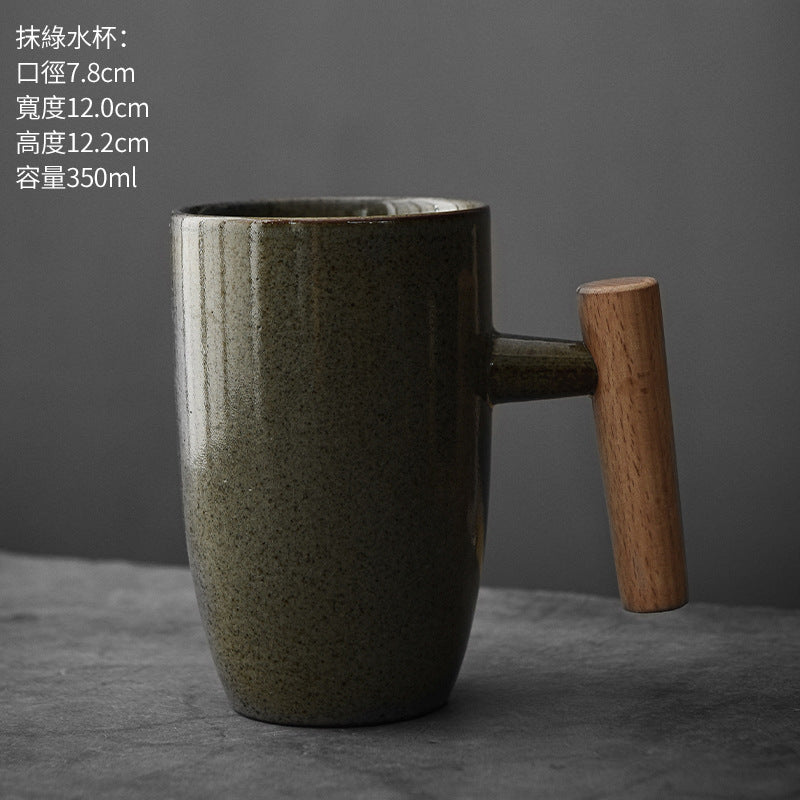 Japanese style simple wooden handle water cup /handmade vintage coffee cup