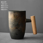 Japanese style simple wooden handle water cup /handmade vintage coffee cup
