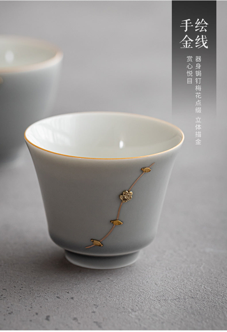 Nail teacup Japanese ice ash soot glaze teacup