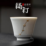 Nail teacup Japanese ice ash soot glaze teacup