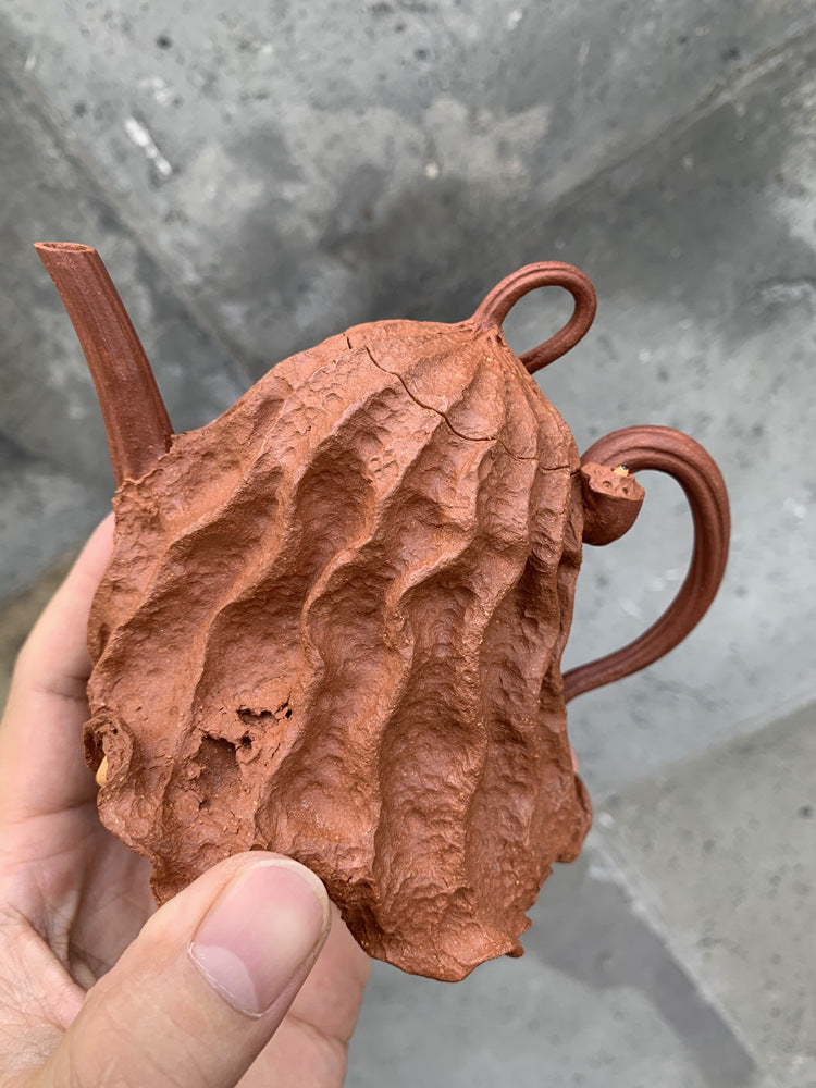 Yixing full handmade purple clay pot bionic device downhill mud lotus fragrance 220ml