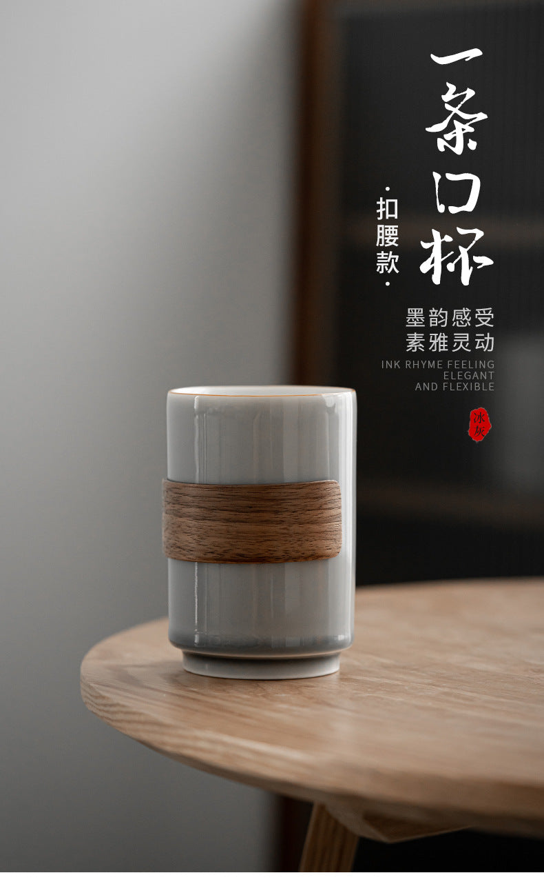 Bamboo and Wood Buckle Waist Ceramic Water Cup