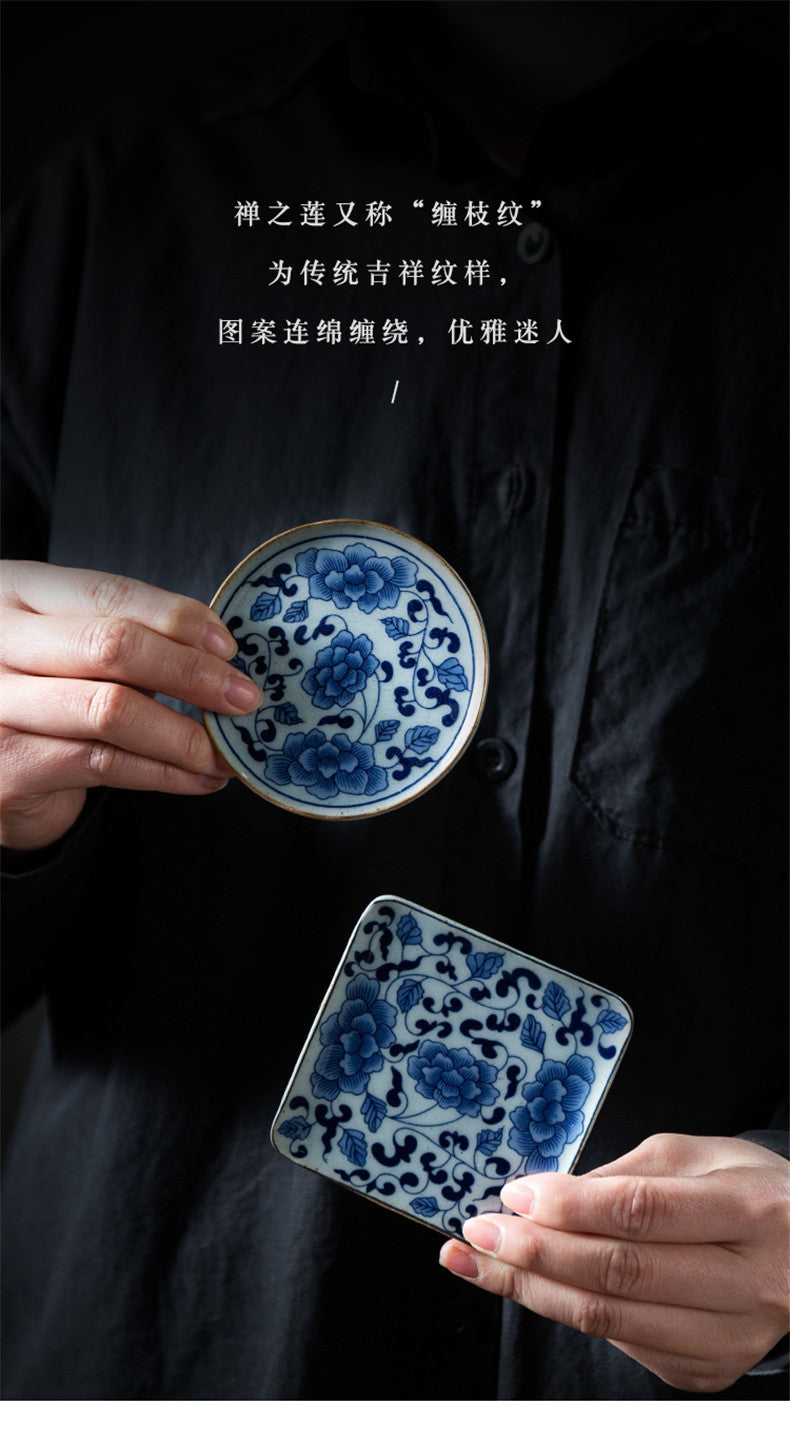 Ceramic Japanese Stoneware Drawing Gold Coaster