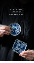 Ceramic Japanese Stoneware Drawing Gold Coaster