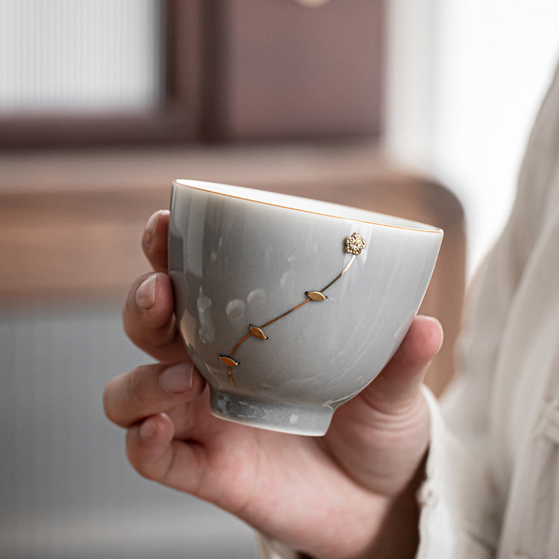 Nail teacup Japanese ice ash soot glaze teacup