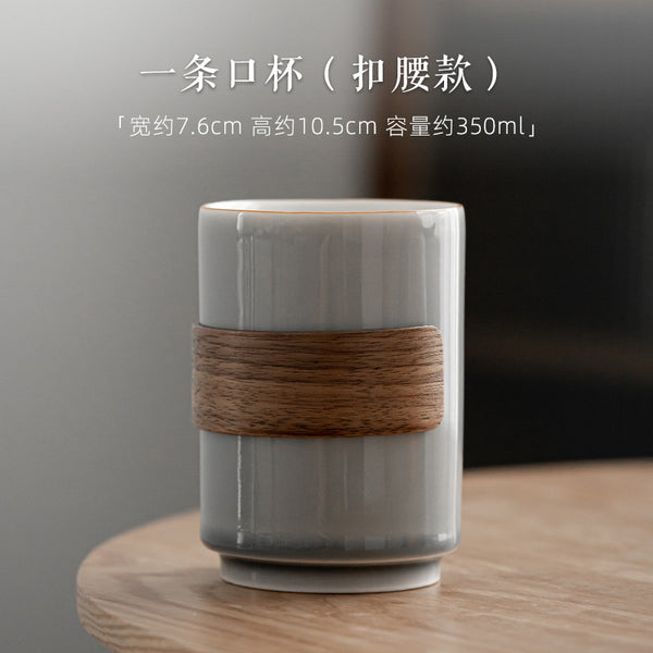 Bamboo and Wood Buckle Waist Ceramic Water Cup