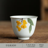 Japanese-style underglaze hand-painted loquat teacup