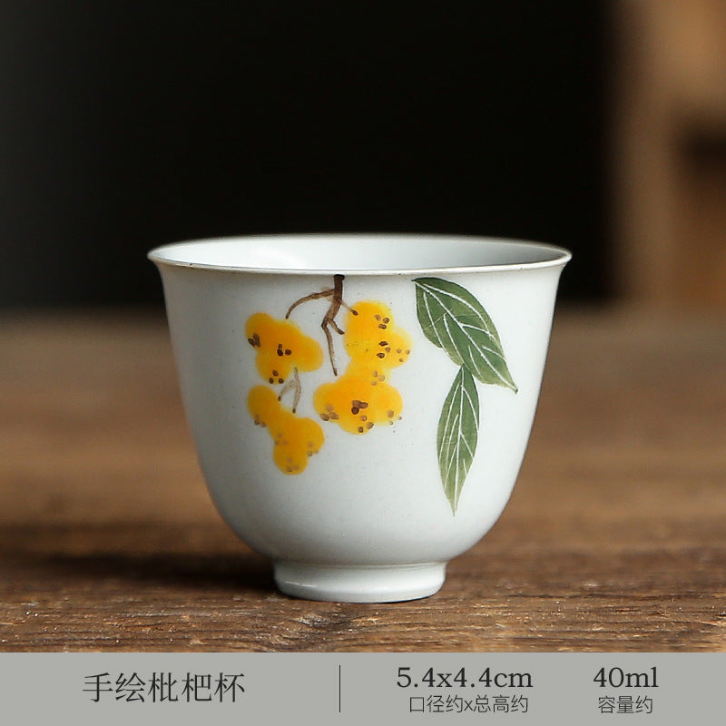 Japanese-style underglaze hand-painted loquat teacup