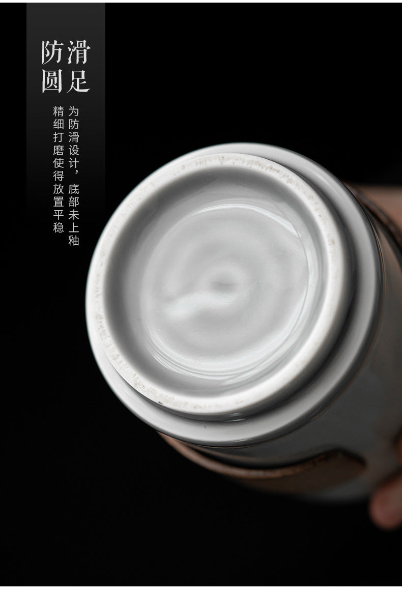 Bamboo and Wood Buckle Waist Ceramic Water Cup