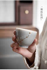 Nail teacup Japanese ice ash soot glaze teacup