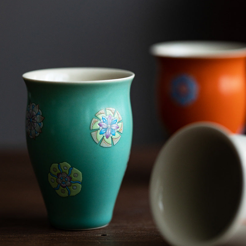Japanese Turquoise Green Ceramic Tea Cup