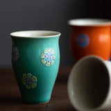 Japanese Turquoise Green Ceramic Tea Cup