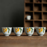 Japanese-style underglaze hand-painted loquat teacup