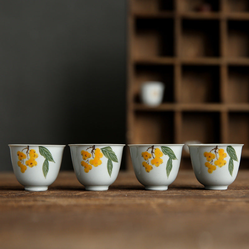 Japanese-style underglaze hand-painted loquat teacup