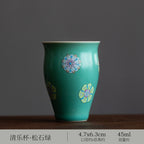 Japanese Turquoise Green Ceramic Tea Cup