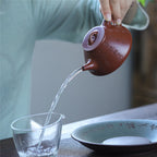 Yixing purple clay pot with vermilion dahongpao lettering stone scoop 220ml